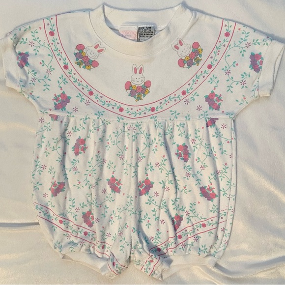 Vintage Other - Vintage Honors Baby Girls Bunny & Flower Romper 12M One Piece Easter Spring